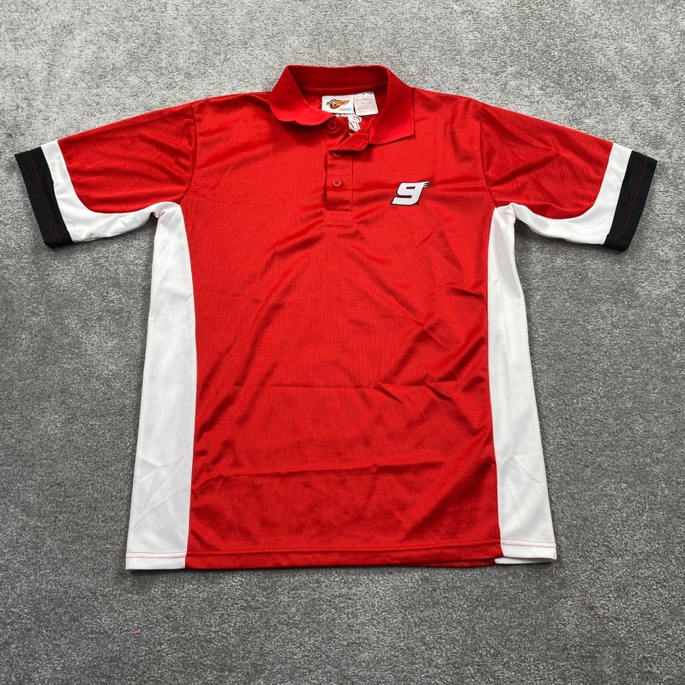 Winners Circle NASCAR #9 Racing Polo Shirt Mens Large Red Short Sleeve‎